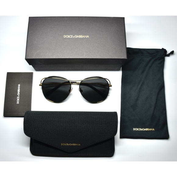 DOLCE & GABBANA DG2261 1334/87 GOLD/BLACK GREY PILOT SUNGLASSES. 58mm main image 11
